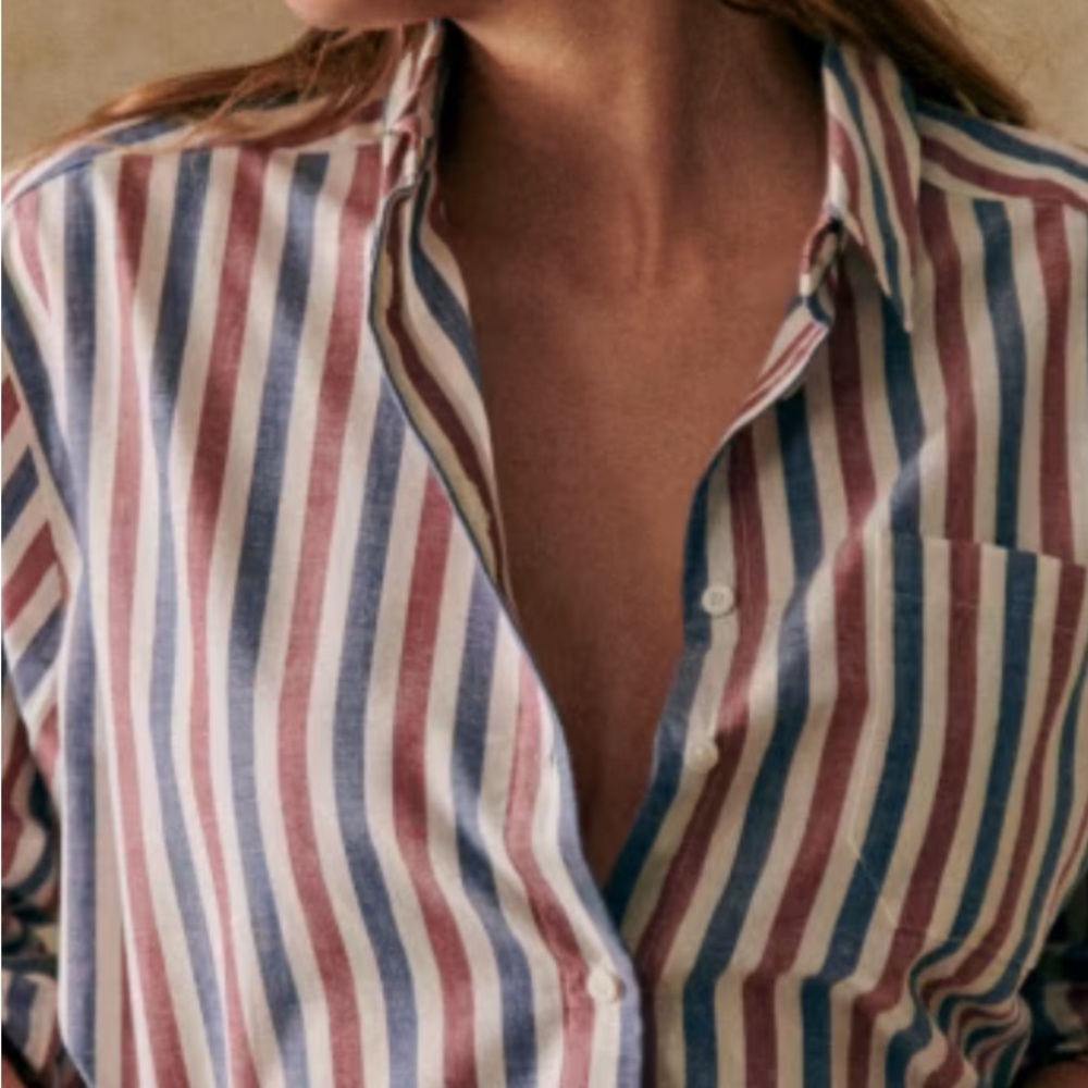 NWT. Chic Striped Button-Up Shirt by Sézane